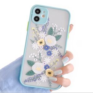 iPhone 12 Cute Flower Turquoise Bumper Matte Case